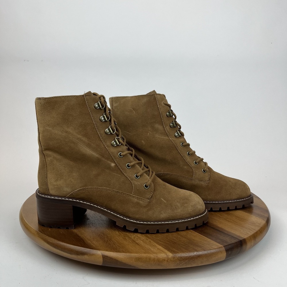 Womens Madewell The Julian Brown Leather Lug Sole Heeled Combat Boots Size 8 M